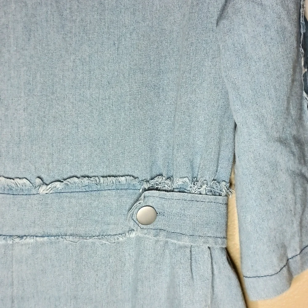 POL Blue Denim and Star Chambray Romper